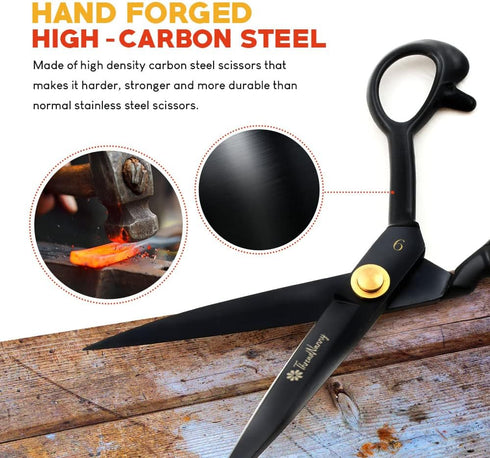 Fabric Scissors Professional (9-inch), Premium Scissors for Fabric Cutting with Bonus Measuring Tape - Made of High Density Carbon Steel Shears, S...