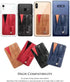 Phone Card Holder, Dual Pockets Phone Wallet Stick On with Snap Closure Adhesive Phone Wallet Work with iPhone and Most Smartphones - Brown Red Pa...