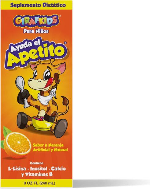 GirafKids Appetite Vitamins for Kids – 8Fl Oz Appetite Boost Syrup – L-Lysine, Inositol, Calcium and Vitamins – Orange Flavor – Premium Energy Boo...