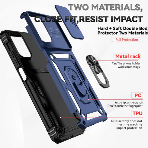 for Motorola Moto G 5G 2024 / Moto G Play 5G 2024 Case with Camera Lens Cover HD Screen Protector, Dual Layer Military-Grade Drop Tested Magnetic ...
