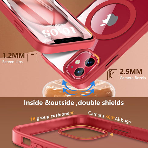 BESINPO Magnetic Case for iPhone 11 Case, with Tempered Glass Screen Protector, Compatible with MagSafe, 360 Full-Body Shockproof Military-Grade P...
