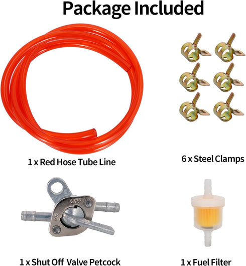 Gas Fuel Line Hose Clamps Oil Filters with Inline Fuel Shut Off Valve Petcock Petrol Switch for 50cc 90cc 110cc 125cc 150cc 250cc Baja BA150 ATV F...