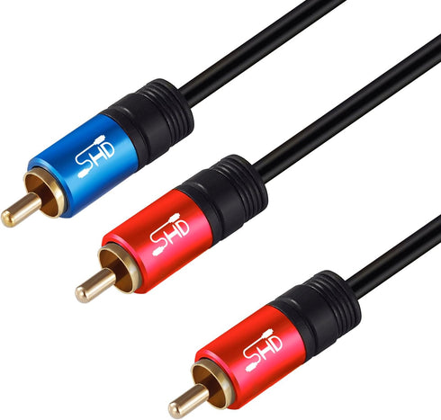 SHD RCA to 2RCA Subwoofer Cable Audio Cable 2RCA to 1RCA Bi-Directional RCA Y Adapter Premium Sound Quality Dual Shielded with Gold Plated Connect...