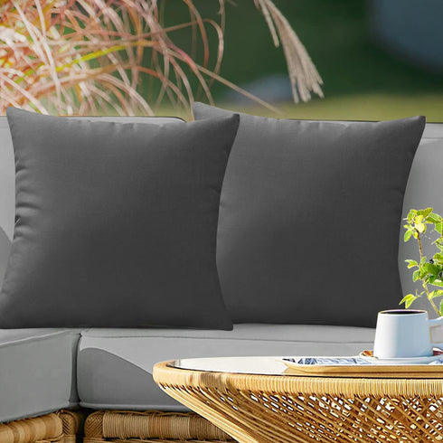 Outdoor Waterproof Throw Pillow Covers 18x18 Set of 2 Decorative DarkGary Patio Furniture Cushion Cases Outside Decor for Couch Garden Bench Porch...