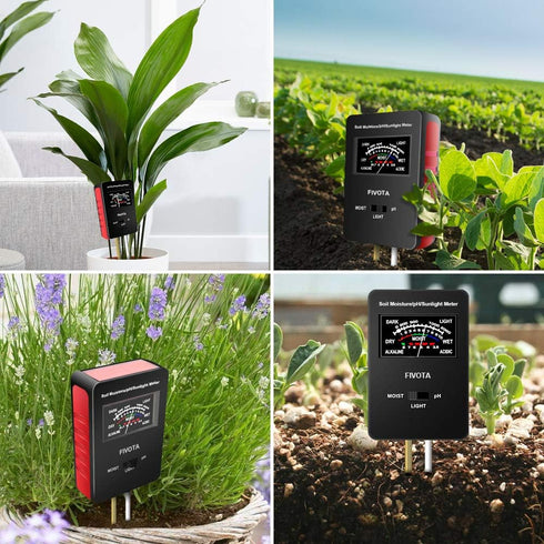 Soil pH Meter, FV03 Upgraded Large Screen Soil Moisture/Sunlight/pH Tester Backyard Soil Test kit, Reliable Gardening Soil Tool for Garden, Farm, ...