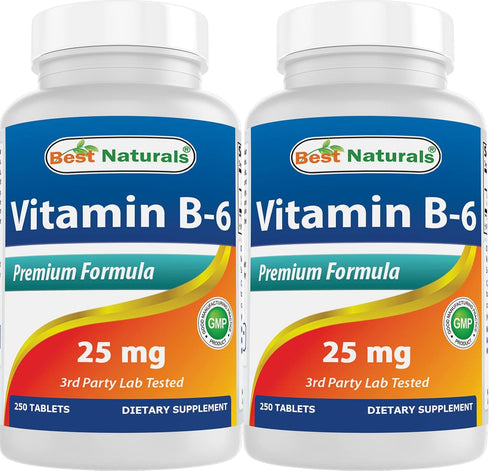 Best Naturals Vitamin B6 25mg 250 tablets (250 Count (Pack of 2))...