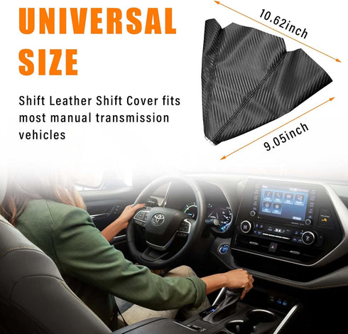 Car Shift Knob Shifter Boot Dust Cover, PU Leather Shift Sleeve Gear Gaiter Cover, Universal Gear Shift Cover for Most Manual/Automatic Car (Carbo...