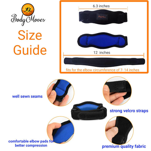 BodyMoves Tennis Elbow Brace (2pcs) plus hot and cold ice pack Support Gear for Sports Daily Use to Reduce Joint Pain and Treat Tendonitis Bursiti...