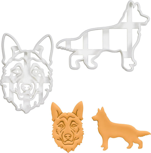 Set of 2 German Shepherd cookie cutters (Designs: Face & Body), 2 pieces - Bakerlogy...