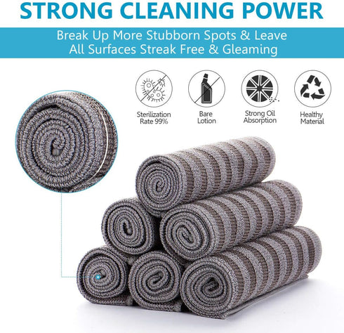 Stainless Steel Microfiber Cloth Double-Sided Cleaner Rag, Non-Scratch Scrub Cleaning Polishing Towel for Appliances, Kitchen Reusable Fridge Wipe...