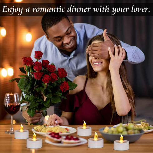 Tea Lights, Flameless LED Candles Flickering Warm Yellow 200 Hours Battery-Powered Tea light Candle Ideal for Party, Wedding, Birthday, Gifts and ...