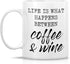 Retreez Funny Mug - Life is What Happens Between Coffee & Wine 11 Oz Ceramic Coffee Mugs - Funny, Sarcasm, Sarcastic, Inspirational birthday gifts...