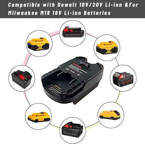Adapter Convert for DeWalt/for Milwaukee to Ridgid AEG, DM18AR Battery Converter for DeWalt 20V&for Milwaukee M18 18V Lithium Battery to Work with...