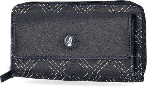 Nautica Bulk Cargo Womens RFID Wallet Clutch Zip Around Organizer (Diamond Quilt Indigo)...