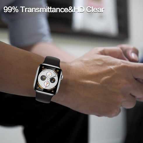 2 Pack Watch Tempered Glass Screen Protector for Apple Watch 44mm Series 6/SE/5/4 Full Coverage Bubble-Free Scratch-resistant Anti-Fingerprint Scr...