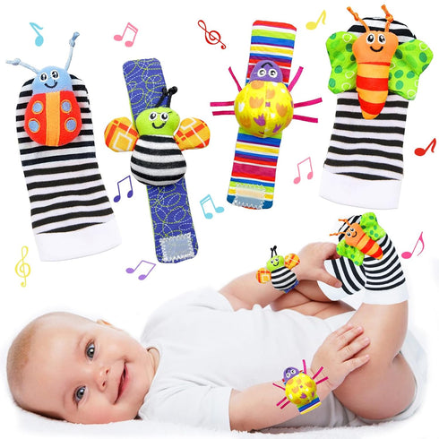Morofme Baby Rattle Socks & Wrist Toys Infant Wrist Rattles and Foot Rattles Newborn Hand & Foot Toys Arm Hand Bracelet Rattle Foot Finder Socks B...