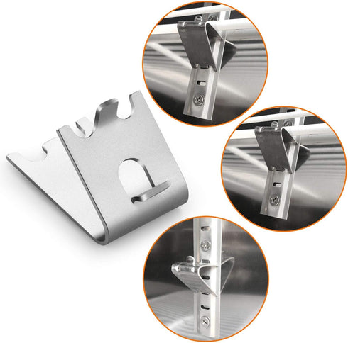 HK 920158 Freezer Shelf Clip, Fridge Cooler Shelf Support, Replacement Shelf Square Buckles Clips, Stainless Steel Hooks Shelf Clip for Refrigerat...