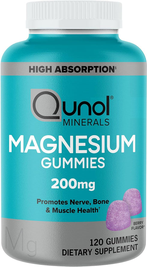 Qunol Magnesium Gummies for Adults, 200mg Magnesium Citrate Gummies, High Absorption Magnesium Supplement, Supports Nerve Health, Bone Health, Mus...