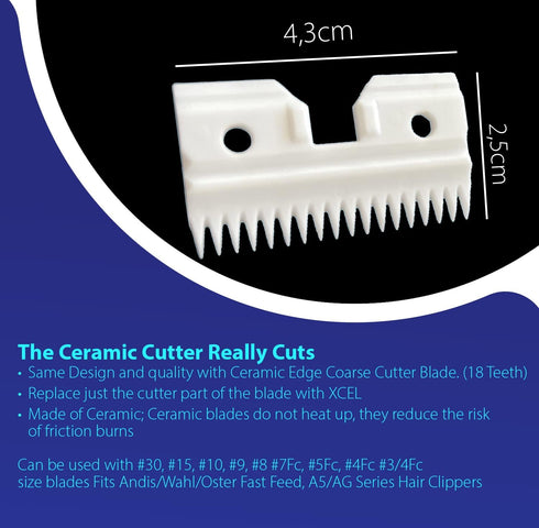 XCEL Ceramic Coarse Pet Replacement Cutter Blade Compatible with Andis, Oster A5 and Walh KM Series (2)...