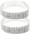 Women Rhinestone Stretch Ankle Bracelet Silver Sparking Tennis Bracelet Crystal Anklet Foot Chain Jewelry (5 Row - 2pcs)...