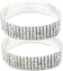 Women Rhinestone Stretch Ankle Bracelet Silver Sparking Tennis Bracelet Crystal Anklet Foot Chain Jewelry (5 Row - 2pcs)...