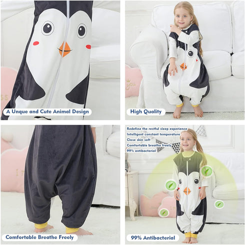 MICHLEY Toddler Sleeping Sack with Feet Newborn Infant Sleeveless Sleeping Bag 2-Way Zipper Baby Wearable Blanket for Walkers,Penguin,3-5T...