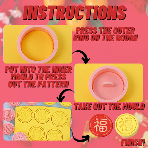 Crethinkaty 10Pcs Chinese New Year Cookie Cutters 3D Chinese Style Biscuit Mold Fondant Molds Celebrate Chinese New Year Bakeware Tool...