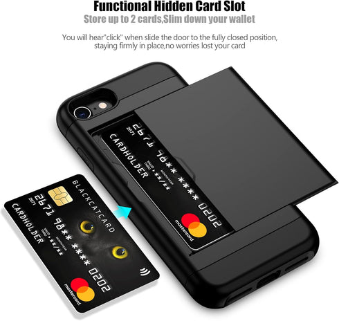 Nvollnoe for iPhone SE Case 2022/iPhone SE 2020/7/8 Case with Card Holder Heavy Duty Protective Dual Layer Shockproof Hidden Card Slot Slim Wallet...