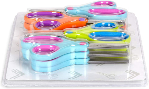 Blue Summit Supplies Kids Scissors, Student Scissors with Comfort Grip, Bulk Safety Scissors for School and Classrooms, Orange, Blue, and Pink Chi...