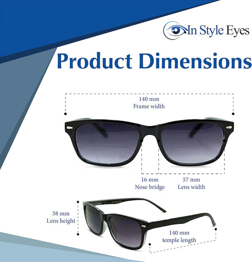 In Style Eyes Seymore Retro Bifocal Sunglasses - Full-Rimmed, Rectangle Frame Cheater Glasses - Non-Polarized Aspheric Lens...