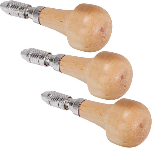3 Set Pin Vise Chuck, Wooden Handle Pin Vise Set Chuck Pin Tong Vise Jewelry Production Making Tool...