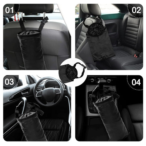 Car Trash Bag Car Trash Can Hanging Back Seat Car, Car Garbage Bag with Storage Pockets, Washable Eco-Friendly Car Garbage Can for Outdoor Traveli...