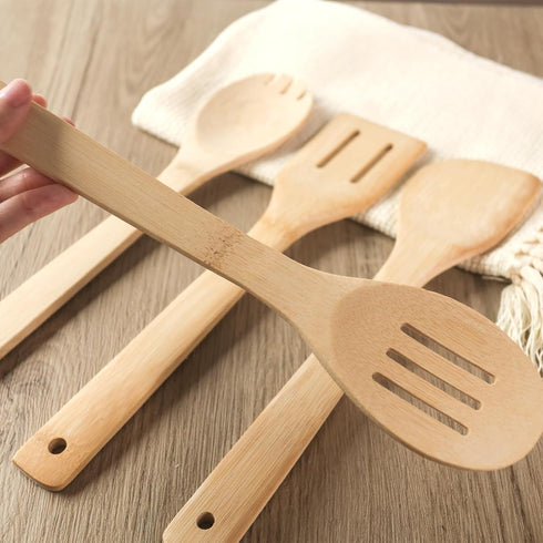 HANSGO 6PCS Bamboo Cooking Utensils, Bamboo Spatula Spoons Kitchen Cooking Utensils Set for Home Kitchen Housewarming Holiday Gift...