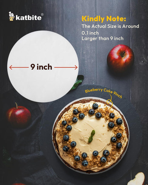 Katbite 9 Inch Parchment Paper Rounds, 200Pcs Cake Parchment Circles, Heavy Duty & Non-stick for Cake Baking, Air Fryer Liners, Tortilla Press...