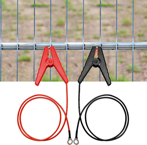 2Pcs Electric Fence Lead Wire Set with Alligator Clip, Solar Electric Fence Connector, Agricultural Electric Fence Wire Connect, Fencing System Wi...