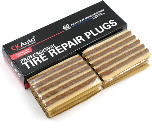 CKAuto 60pcs 4" Brown Tire Repair Strings, Automotive Tool Tire Repair Plugs for Tubeless Off-Road Tires Car, Bike, ATV, UTV, Wheelbarrow, Mower...