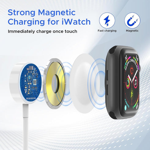 4 in 2 Multi Charging Cable for Apple Watch Charger,USB C Cable Universal Tra vel Charger with Lightning Type C Compatible with iPhone 15 14 13 iW...