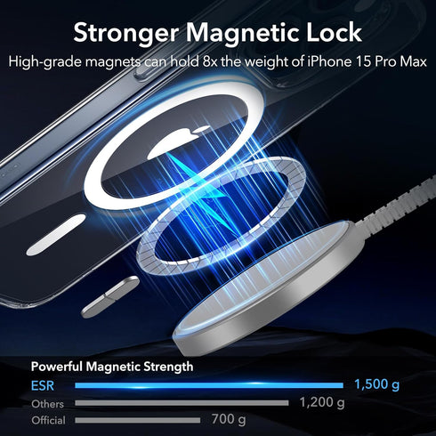ESR for iPhone 15 Pro Max Case, Compatible with MagSafe, Military-Grade Protection, Yellowing Resistant, Scratch-Resistant Back, Magnetic Phone Ca...