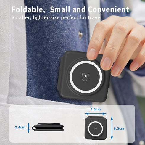 Wireless Charger 3 in 1,Wireless Foldable Charging Station,Magnetic Fast Wireless Charging Pad Compatible with iPhone 15/14/13/12 Pro Max,Apple Wa...