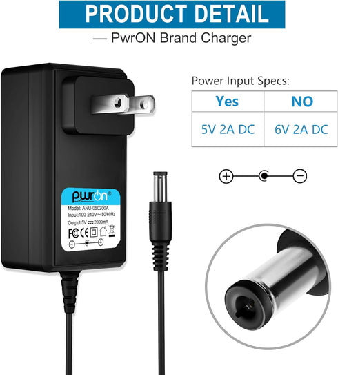 PwrON 5V Replacement Graco Swing Power Cord Compatible with Graco Simple Sway, Graco Glider LX/Elite/Premier/Petite LX; Sweetpeace, DuetSoothe, Du...