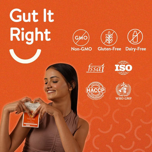 Happy Cultures Gut Feeling Digestion Supplement Unique Blend of Probiotics for Daily Digestive Health B-Vitamins Gut Health Supplement for Bloatin...