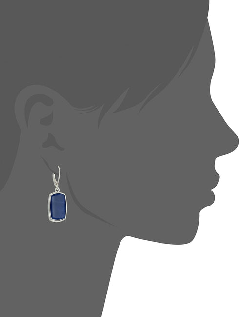 Nine West Women's Denim Large Drop Earrings Silver Tone...