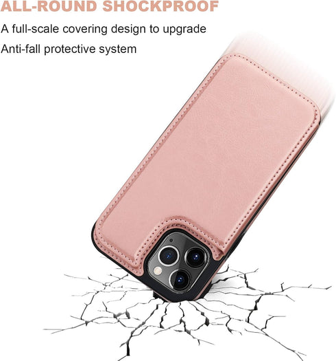 ONETOP Compatible with iPhone 12 Compatible with iPhone 12 Pro Wallet Case with Card Holder, PU Leather Kickstand Card Slots Case, Double Magnetic...
