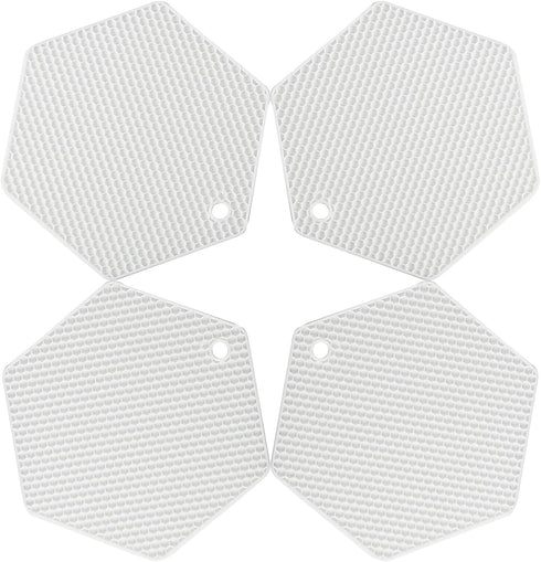 4 Packed Silicone Trivet Mats - DIY Different Size Dish Drying Mat, Hot Pot Holder for Pots & Pans, Non-Slip & Heat Resistant Kitchen Hot Pads for...