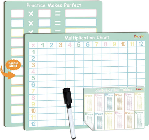 Multiplication Dry Erase Board for Kids: Times Tables, Math Multiplication Chart, Multiplication Learning Tools for School Supply & Homeschool...