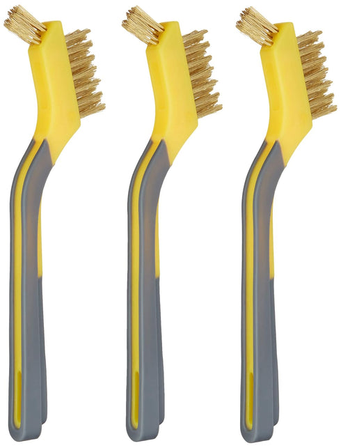 Amazon Basics Brass Mini Brushes, Soft Grip, 3-Pack, 1/2 inch, Yellow/Grey...