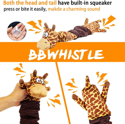 Squeaky Dog Toys for Boredom, No Stuffing Toys with Crinkle Paper, Soft Dog Chew Toy Tug-of-war Toy for Chewers, Interactive Elastic Puppy Toys fo...