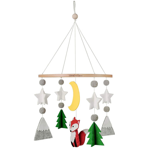Baby Crib Mobile (Woodland Fox) - Nursery Decoration - Ceiling Mobile and Crib Mobile - Hypoallergenic Eco-Felt, Unfinished Wood, Adjustable, Gree...