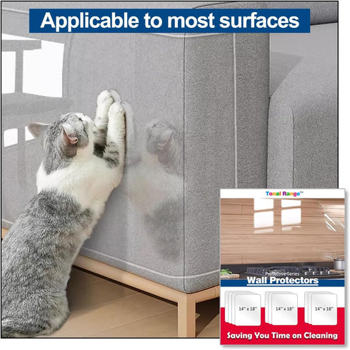 Clear Wall Protector Contact Paper, Kitchen Wall Stickers, Wall Protector Sheet for Trash Cans, Chair Bumpers, Carpet, Stove Backsplashes and Behi...