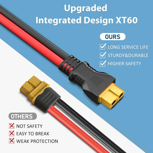 Solar Panel Plug to XT60 Charge Cable, 12AWG(6.5Ft) Solar Extension Cable with Upgraded XT60 Adapter,Solar Connector to XT60 Cable for Ecoflow Riv...